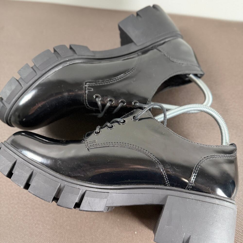 Madden Girl Hicks Lace Up Oxford Shoes Black Man Made Edgy Womens Size 10 - Picture 8 of 10